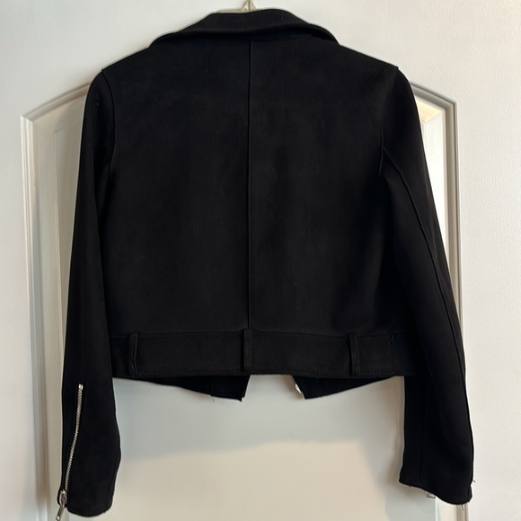 ZARA BLACK FAUX SUEDE BIKER JACKET - Picture 3 of 3